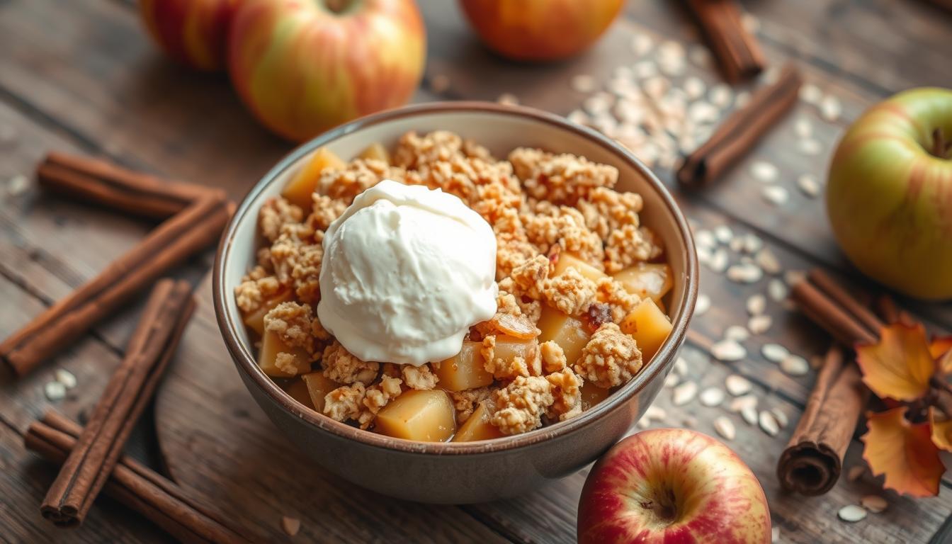 Apple Crisp with Vanilla Ice Cream