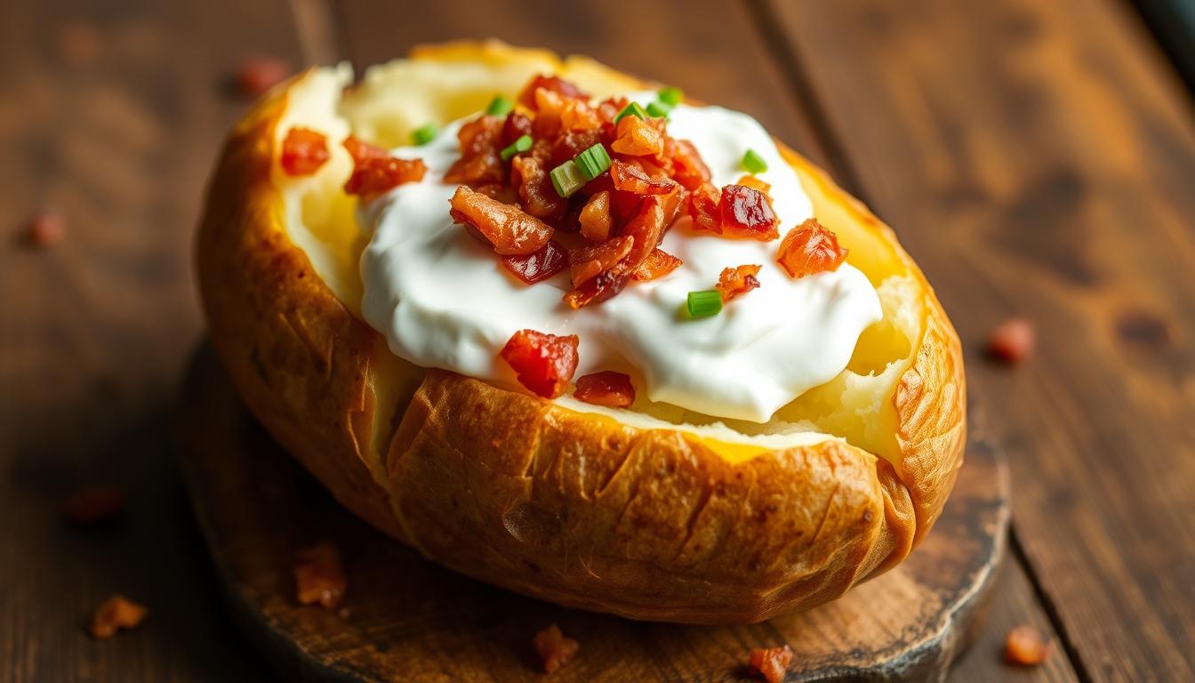 Baked Potato with Sour Cream and Bacon