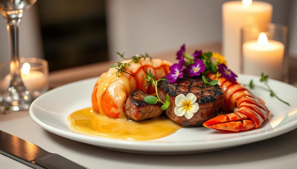 Gourmet Steak and Lobster Plating