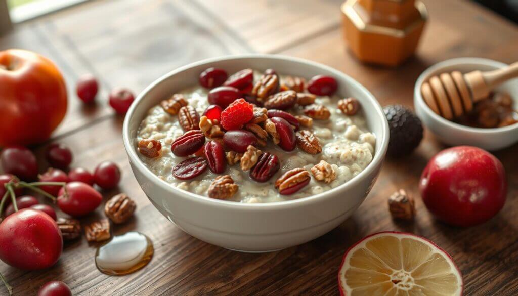 Oatmeal with Cranberries and Pecans