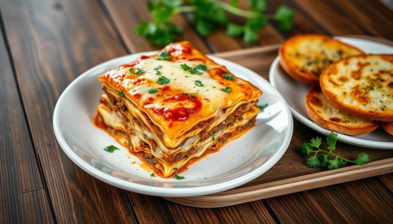 Lasagna with Garlic Bread