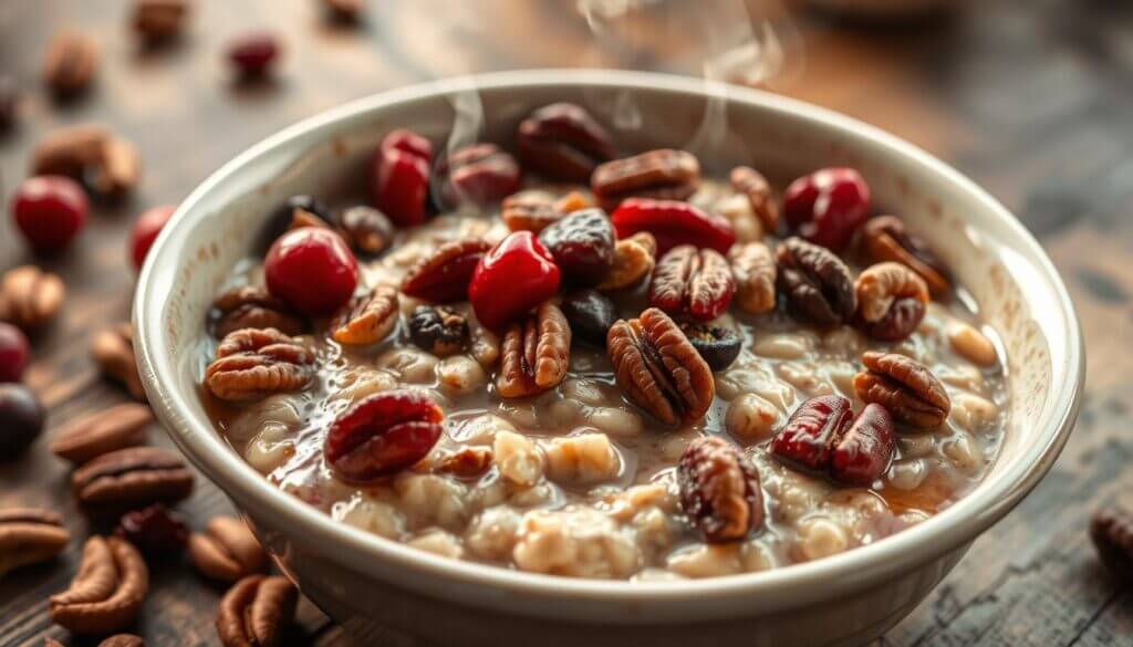 Oatmeal with Cranberries and Pecans