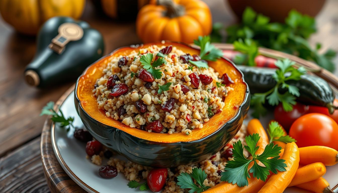 Stuffed Acorn Squash with Quinoa and Cranberries