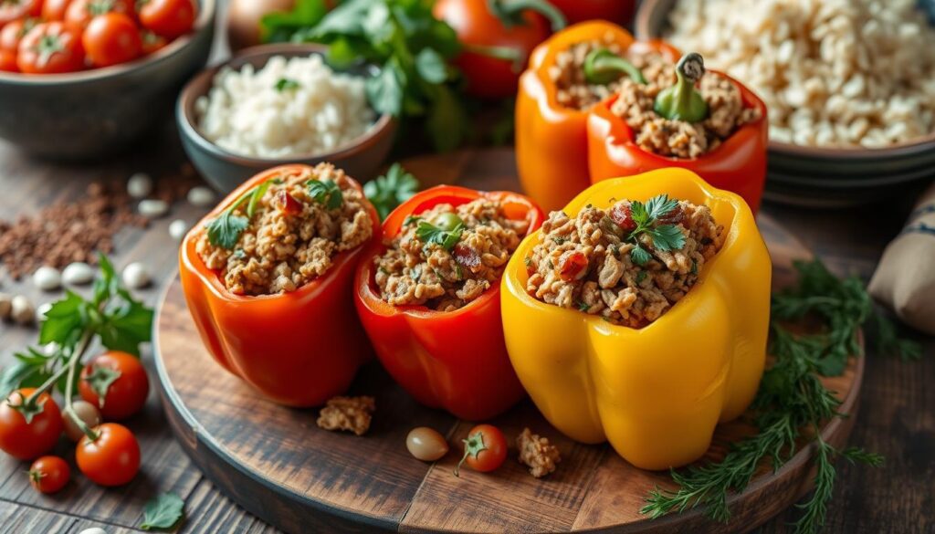 Stuffed Bell Peppers with Ground Turkey