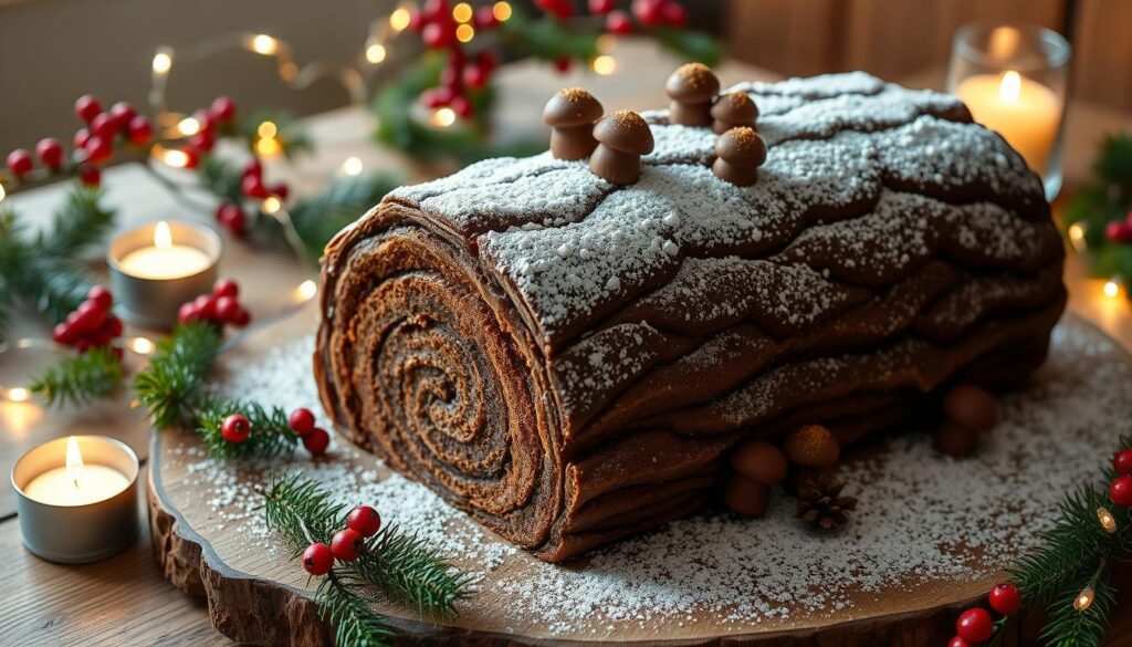 Yule Log Cake Presentation