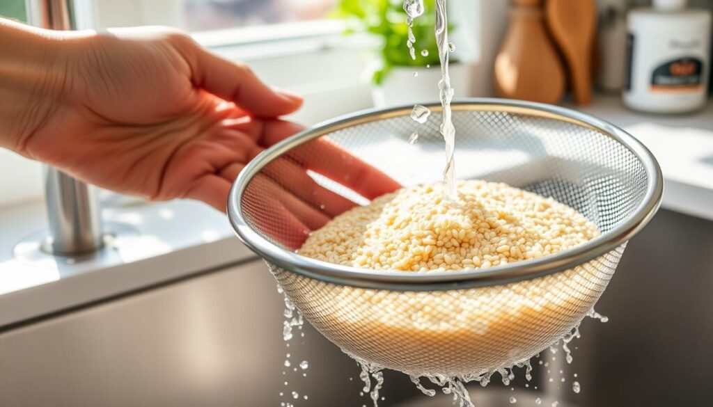 rinsing quinoa