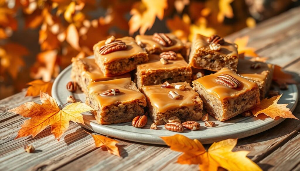 maple pecan bars dessert presentation