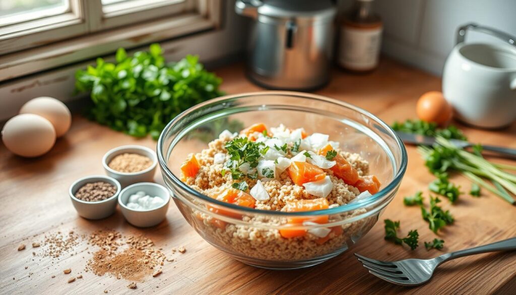 Making the Salmon Patty Mixture