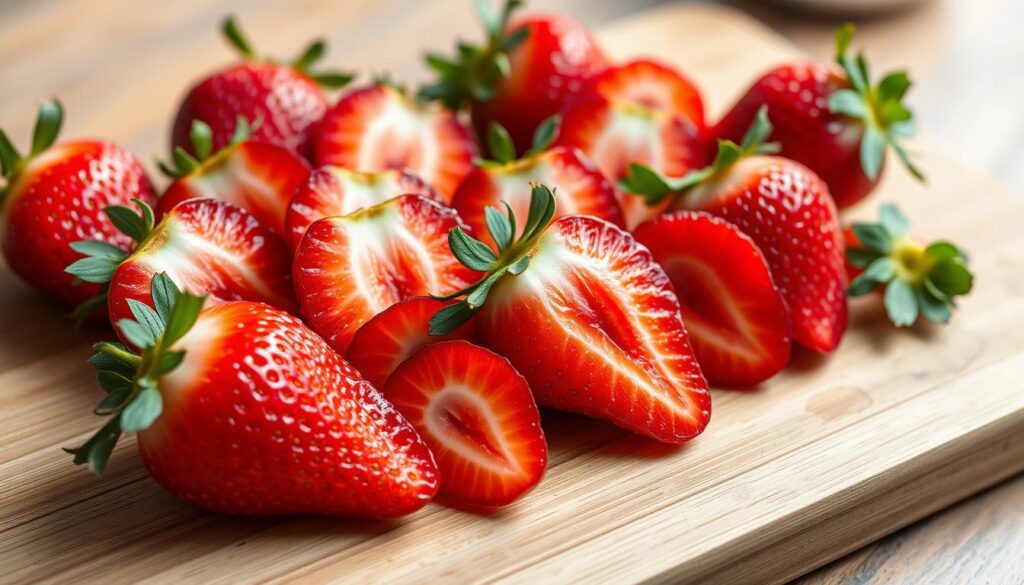 Sliced strawberries