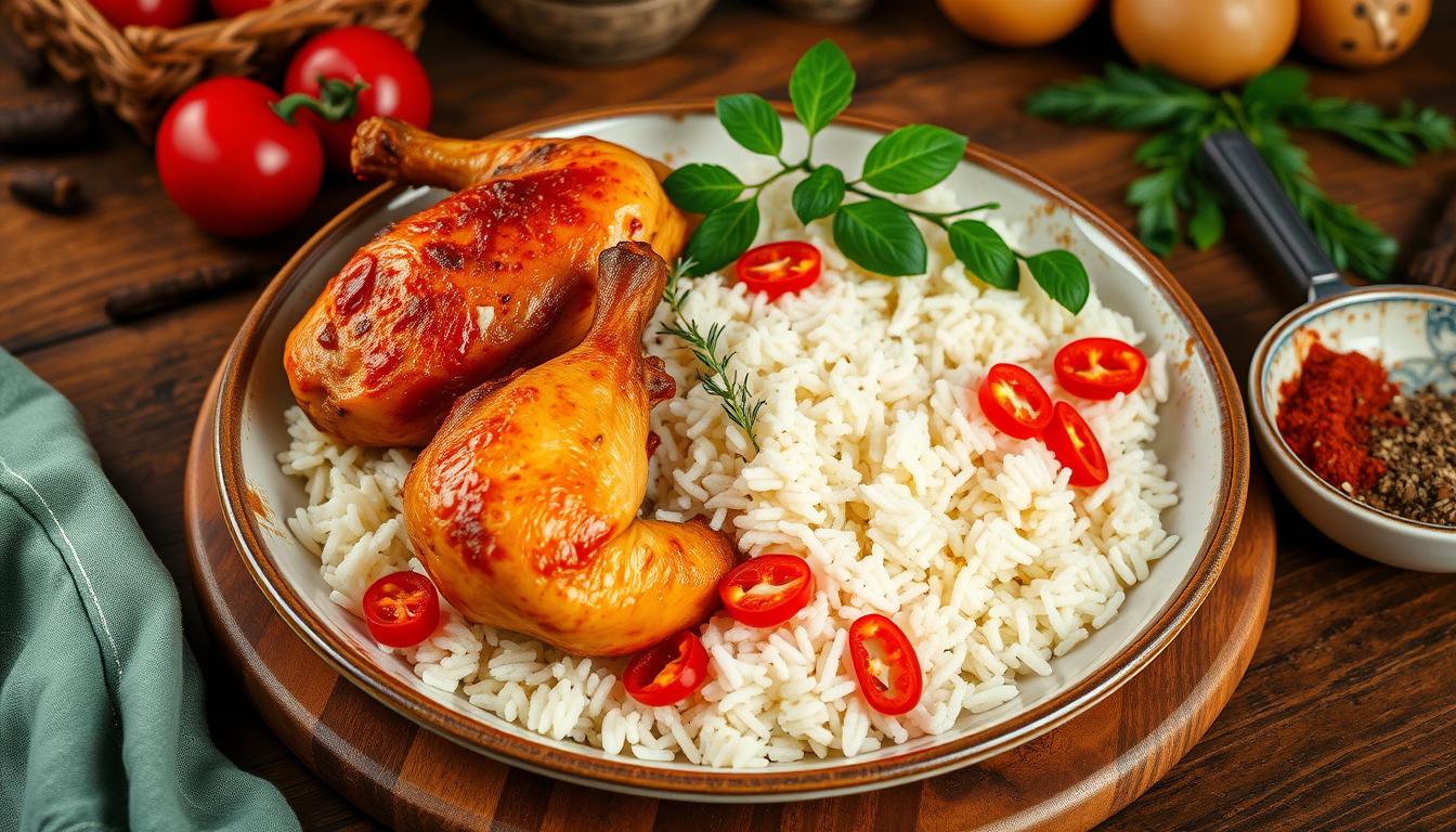 old fashioned baked chicken with rice and pimentos recipe